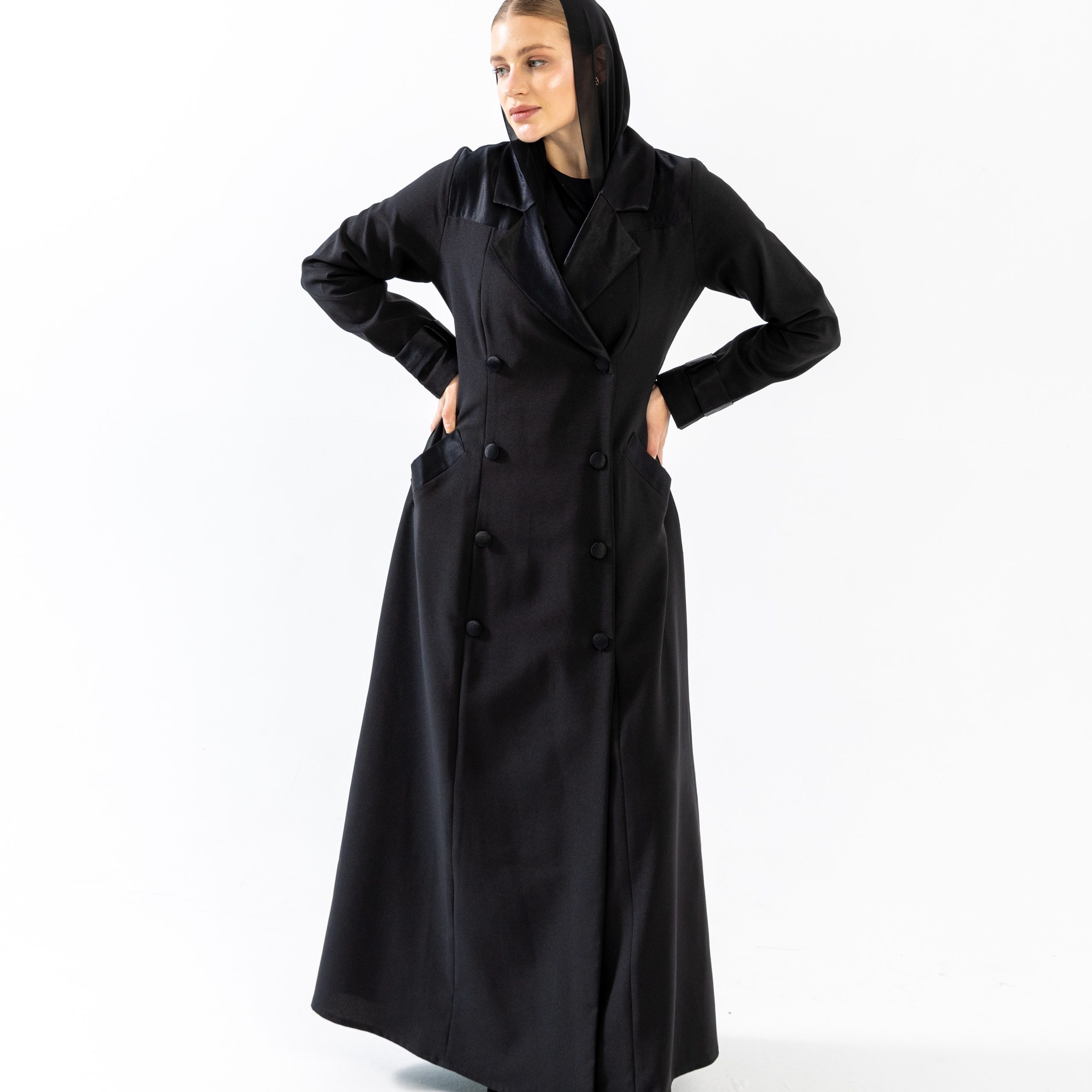 Satin lined blazer abaya